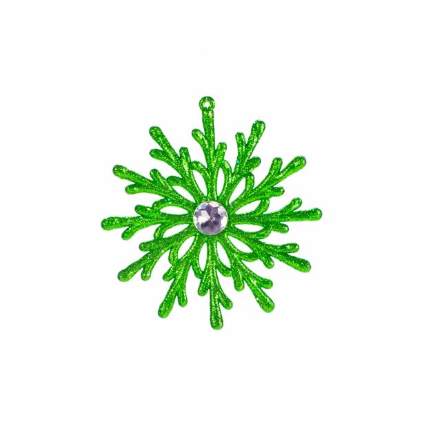 OKRASEK ZA JELKO GLOSSTYLE SNEŽINKA 11X12 CM ZELENA