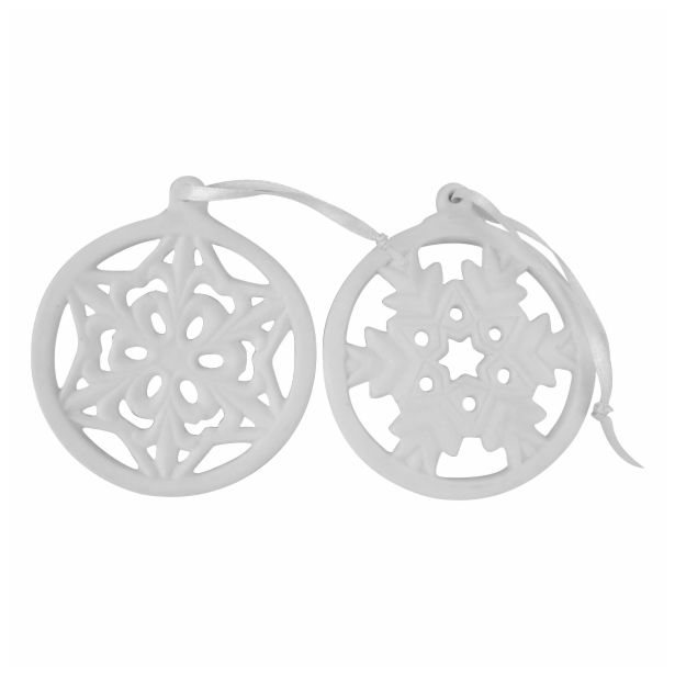 OKRASEK ZA JELKO GLOSSTYLE SNEŽINKA 7.5X8.7X0.5 CM PORCELANASTA SORTIRANO