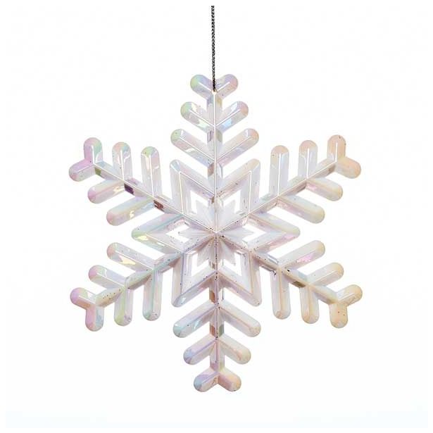 OKRASEK ZA JELKO GLOSSTYLE SNEŽINKA BELA FI 12 CM