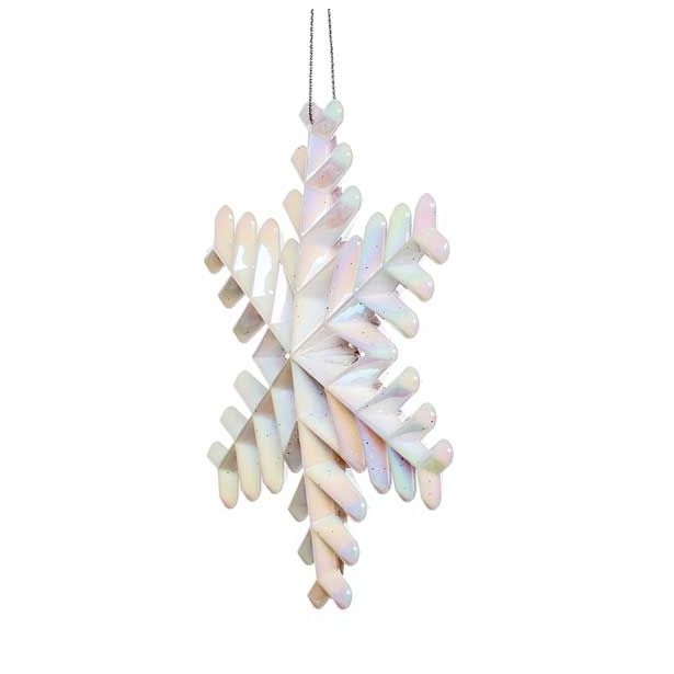 OKRASEK ZA JELKO GLOSSTYLE SNEŽINKA BELA FI 12 CM