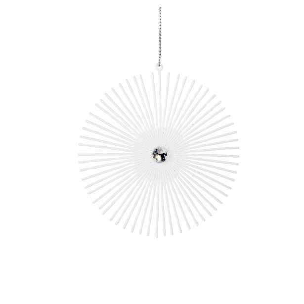 OKRASEK ZA JELKO GLOSSTYLE SNEŽINKA BELA Z DIAMANTOM FI 10 CM