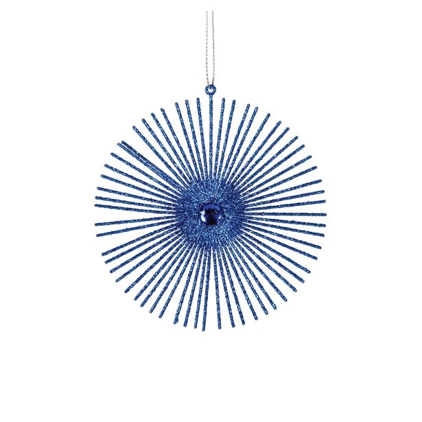 OKRASEK ZA JELKO GLOSSTYLE SNEŽINKA MODRA Z DIAMANTO M FI 10 CM
