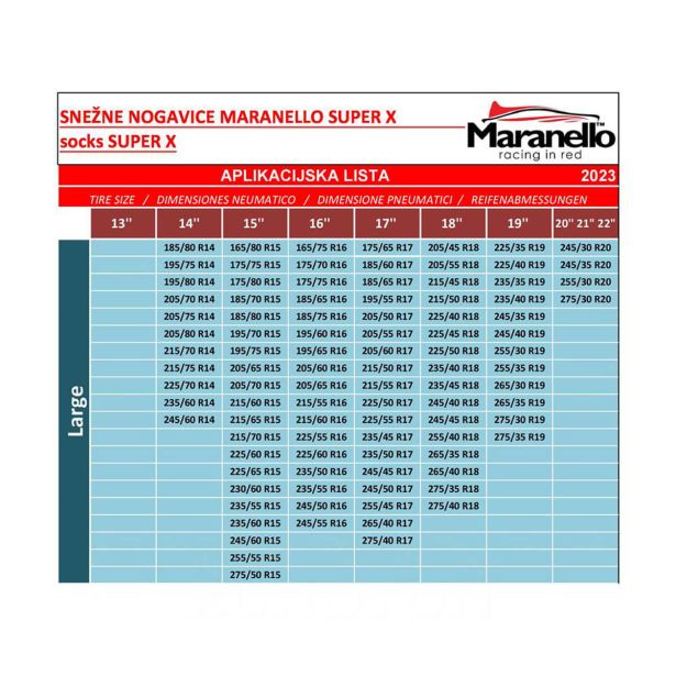 SNEŽNE VERIGE MARANELLO SNEŽNE NOGAVICE L SUPER X