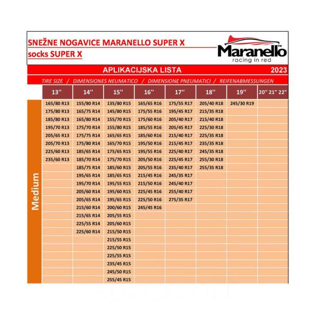 SNEŽNE VERIGE MARANELLO SNEŽNE NOGAVICE M SUPER X