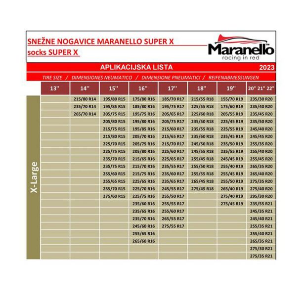 SNEŽNE VERIGE MARANELLO SNEŽNE NOGAVICE XL SUPER X