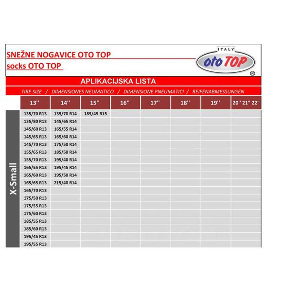 SNEŽNE VERIGE OTO TOP SNEŽNE NOGAVICE XS