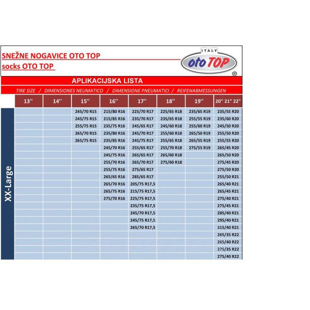 SNEŽNE VERIGE OTO TOP SNEŽNE NOGAVICE XXL