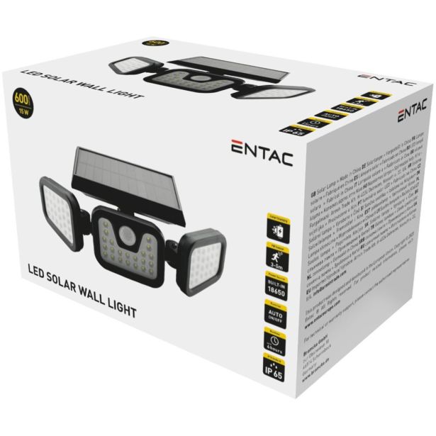 SOLARNA VRTNA SVETILKA ENTAC REFLEKTOR S SENZORJEM 3 LED PANELI 15W 600LM