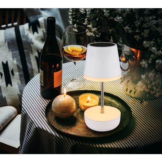 SOLARNA VRTNA SVETILKA GLOBO BELA NAMIZNA LED 0.06W IP44 3000K 110X250 MM