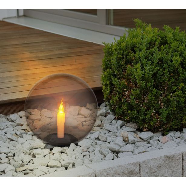 SOLARNA VRTNA SVETILKA GLOBO KROGLA, Z IMITACIJO SVEČE LED 0.06W IP44 25X38.5 CM