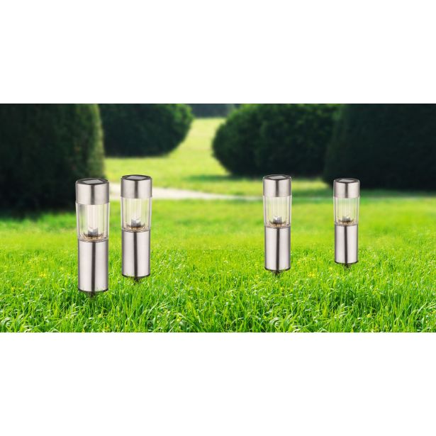 SOLARNA VRTNA SVETILKA GLOBO PALICA INOX 4X 0.06 W 3.2 V, TOPLO BELA