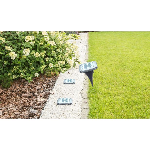 SOLARNA VRTNA SVETILKA GLOBO TALNA KVADRATNA LED ČRNA 0.1W 3V, BELA INOX 4X