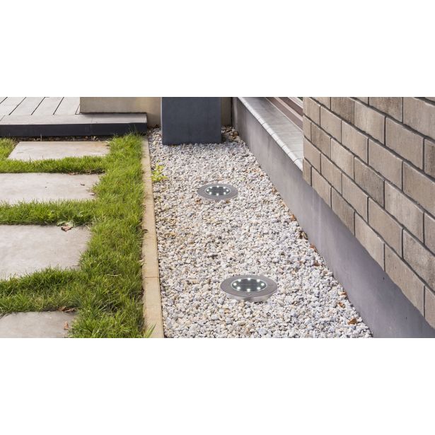 SOLARNA VRTNA SVETILKA GLOBO TALNA OKROGLA LED ČRNA 0.1W 3V, BELA INOX 2X