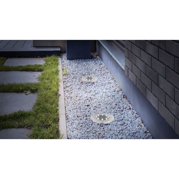 SOLARNA VRTNA SVETILKA GLOBO TALNA OKROGLA LED ČRNA 0.1W 3V, BELA INOX 2X