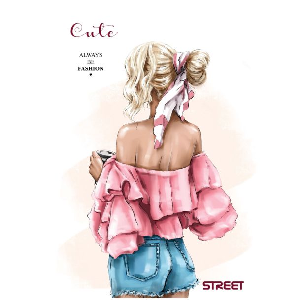 ŠOLSKI ZVEZEK STREET CUTE A4 ČRTAN Z ROBOM, 54 LISTOV, SORT