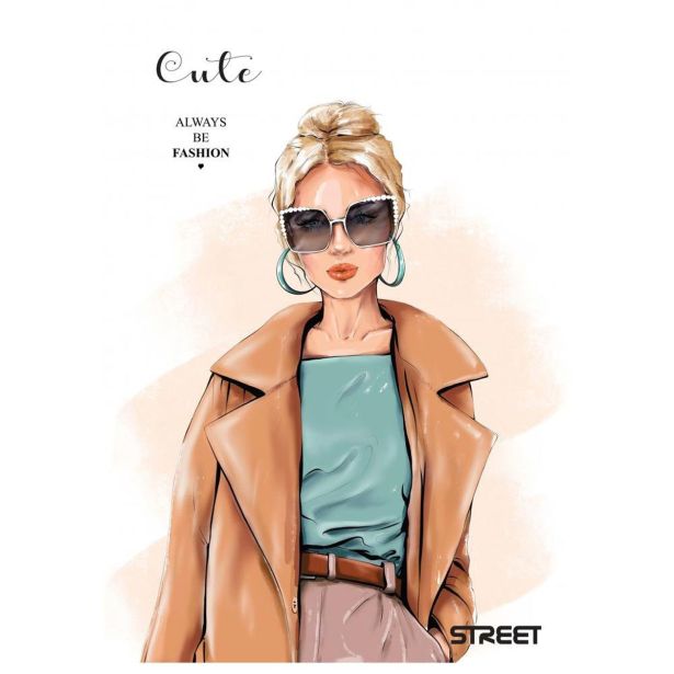 ŠOLSKI ZVEZEK STREET CUTE A4 KARO 5 MM, 54 LISTOV, SORT