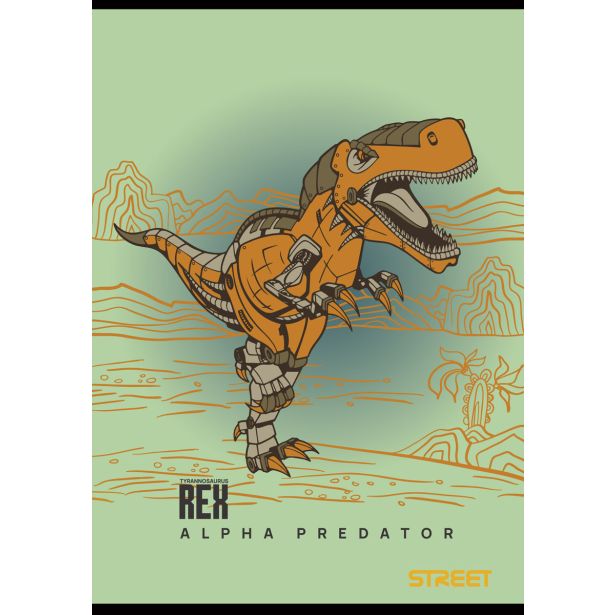 ŠOLSKI ZVEZEK STREET DINOSAURS A4 ČRTAN Z ROBOM, 54 LISTOV, SORT