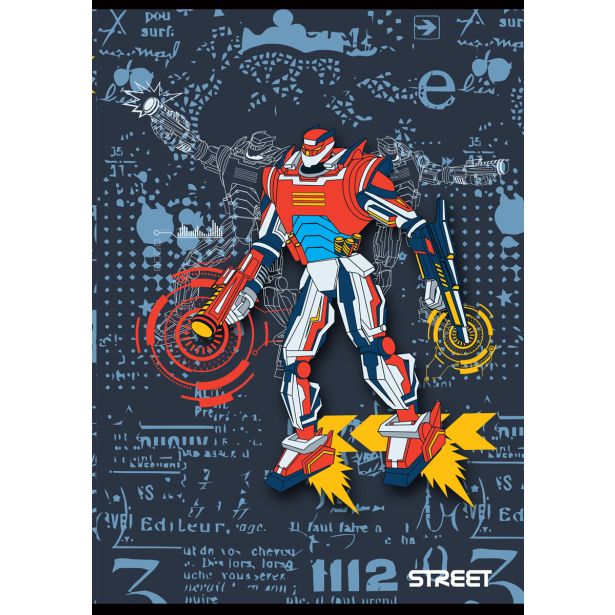 ŠOLSKI ZVEZEK STREET ROBOTS A4 BREZČRTEN, 54 LISTOV, SORT