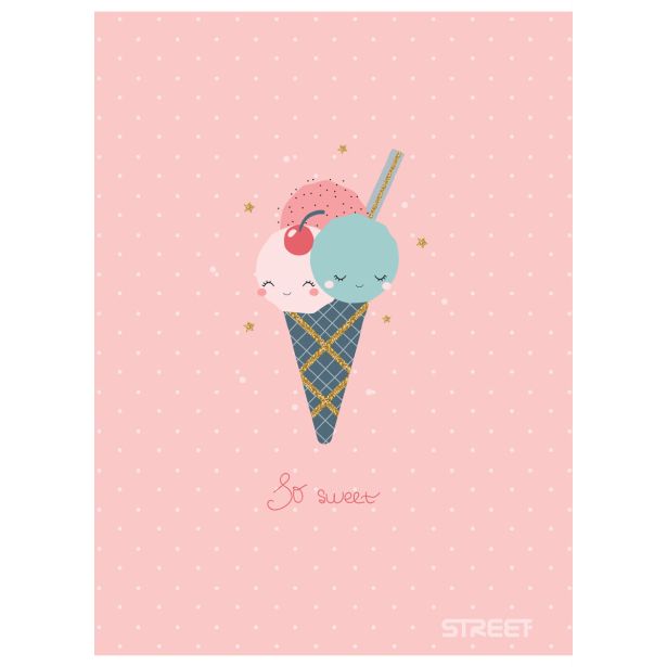 ŠOLSKI ZVEZEK STREET SWEET A4 KARO 1 CM, 54 LISTOV, SORT