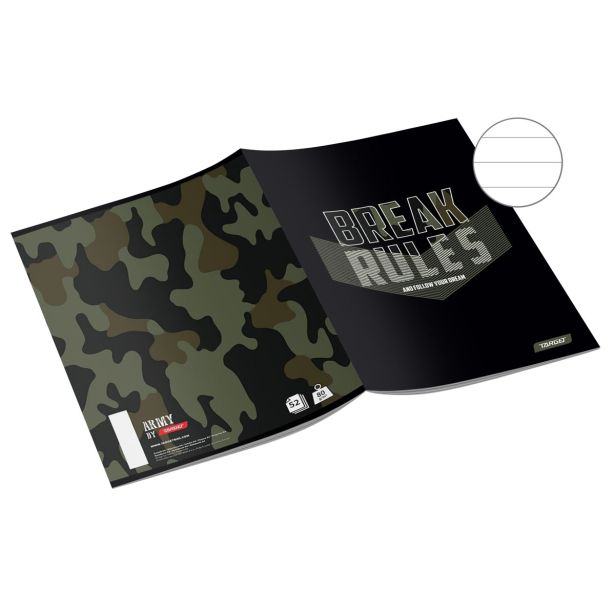 ŠOLSKI ZVEZEK TARGET A4 ČRTAST Z ROBOM ARMY 26871