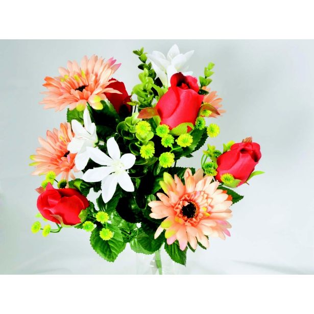 UMETNO CVETJE ŠOPEK VRTNICA,GERBERA X10 RDEČ