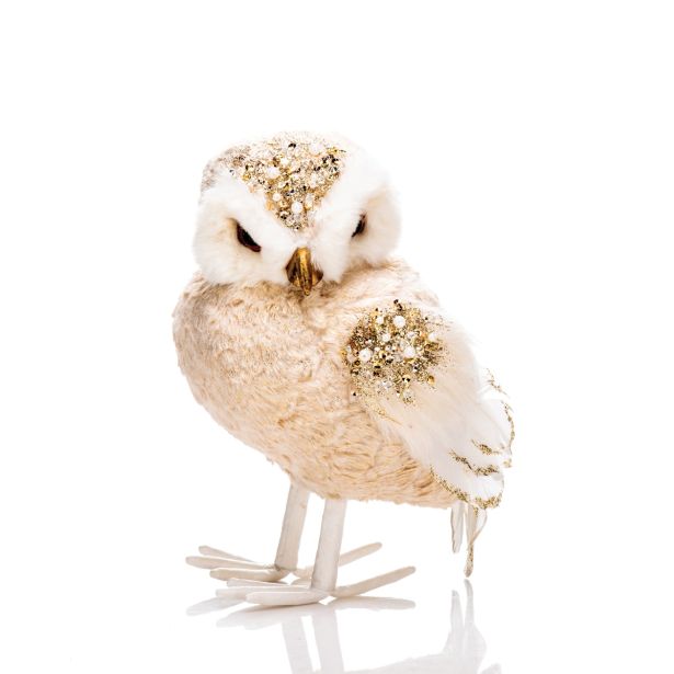 PRAZNIČNA FIGURA GLOSSTYLE SOVA 23 CM S KRISTALČKI