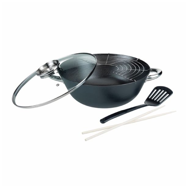 SPECIALNA POSODA GSW WOK 32 CM Z AROMAT POKROVOM IN PRIPOMOČKI