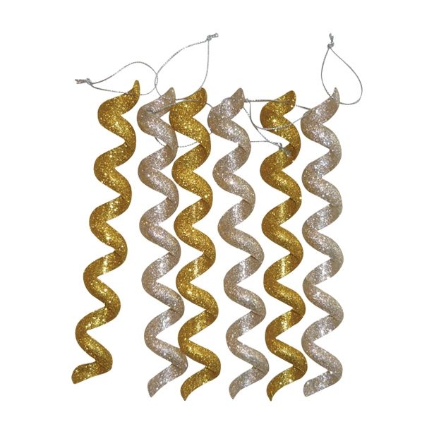 OKRASEK ZA JELKO GLOSSTYLE SPIRALASTI ZLATI 18 CM DOLŽINE 6 KOSOV