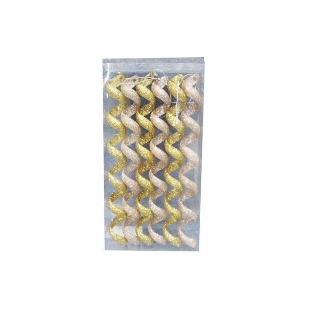 OKRASEK ZA JELKO GLOSSTYLE SPIRALASTI ZLATI 18 CM DOLŽINE 6 KOSOV