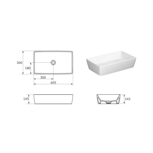 UMIVALNIK OPOCZNO SPLENDOUR 60X34.5X14.5 CM NADPULTNI
