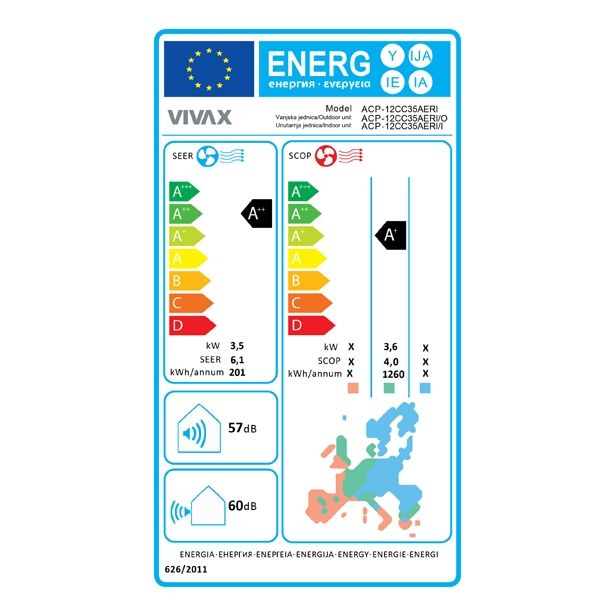KASETNA KLIMATSKA NAPRAVA ACP-12CC35AERI 3.5KW NOTRANJA + ZUNANJA ENOTA