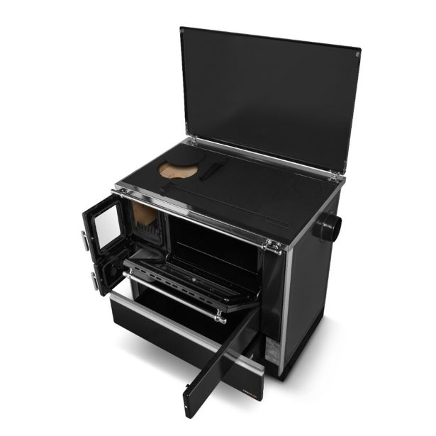 ŠTEDILNIK NA DRVA ALFA PLAM DOMINANT 90 H, ANTRACIT DESNI