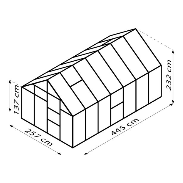 STEKLEN RASTLINJAK VITAVIA MERIDIAN 1 11500 ESG3MM ALU 2.6X4.45M