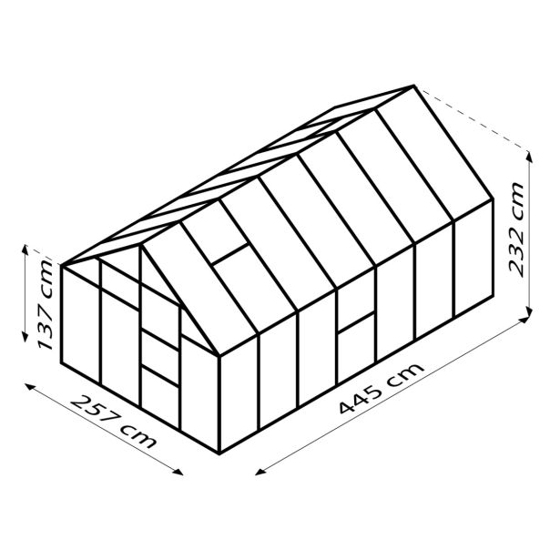 STEKLEN RASTLINJAK VITAVIA MERIDIAN 1 11500 ESG3MM ČRNA 2.6X4.45M