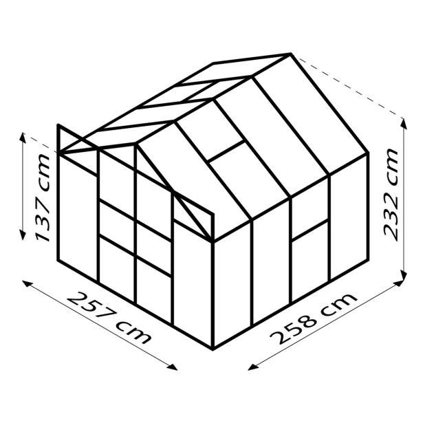 STEKLEN RASTLINJAK VITAVIA MERIDIAN 2 6700 ESG3MM ALU 2.6X2.6M