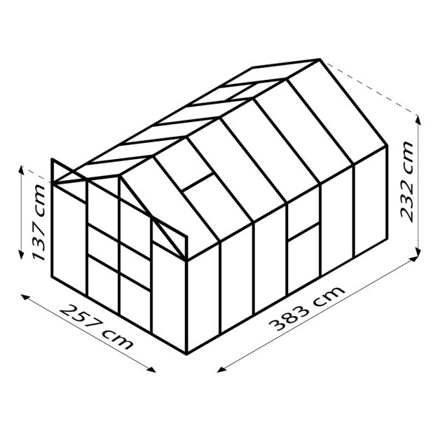 STEKLEN RASTLINJAK VITAVIA MERIDIAN 2 9900 ESG3MM ČRNA 2.6X3.8M