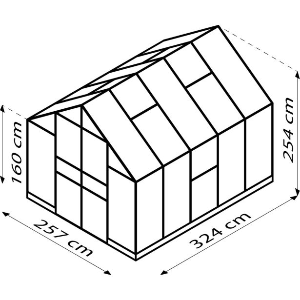 STEKLEN RASTLINJAK VITAVIA OLYMP 8300 ESG 3 MM ČRNA 254X257X324