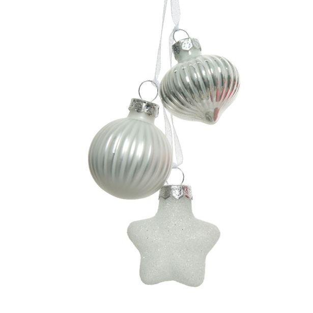 STEKLENA BUNKA DECORIS 3 RAZLIČNE OBLIKE BELA, RDEČA, SORTIRANO