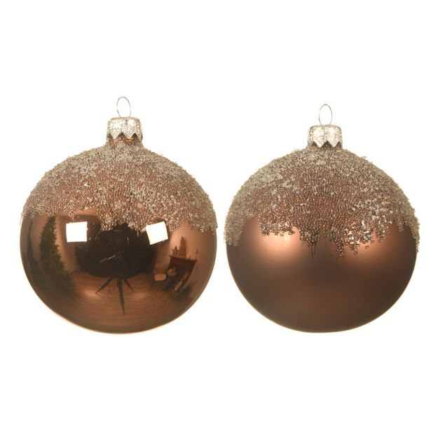 STEKLENA BUNKA DECORIS BARVA OREHA S POSIPOM SIJOČA/MAT FI 8 CM SORT