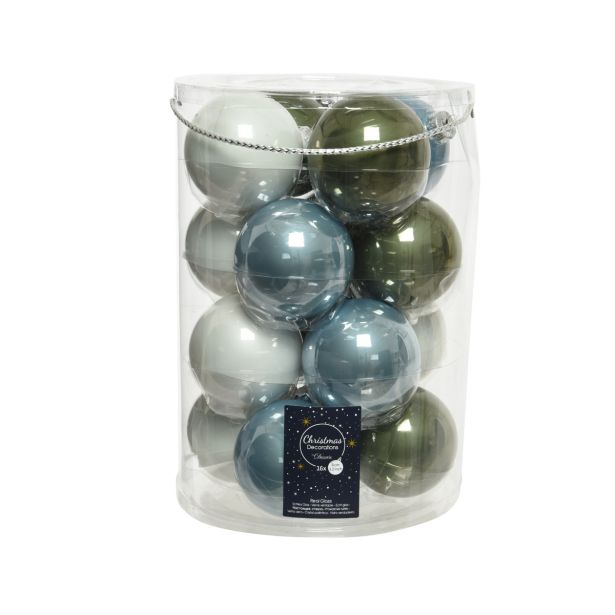 STEKLENA BUNKA DECORIS BELA/MODRA/ZELENA 16/1 FI 8 CM