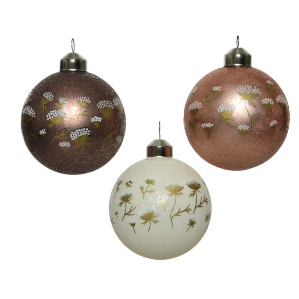 STEKLENA BUNKA DECORIS BELA/RJAVA Z DEKORJEM FI 8 CM SORT