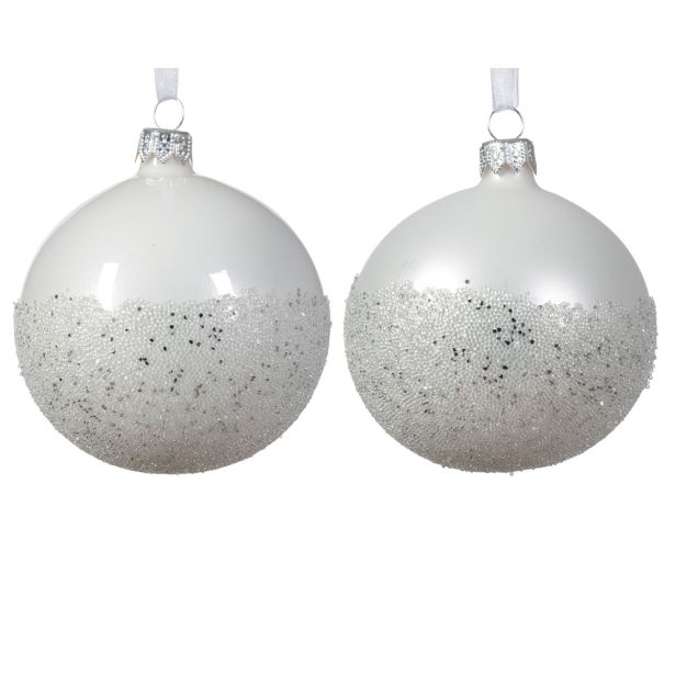 STEKLENA BUNKA DECORIS BELA Z VZORCEM FI 8 CM SORTIRANO