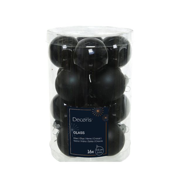 STEKLENA BUNKA DECORIS ČRNE MAT/SIJOČE 16/1 FI 3.5 CM