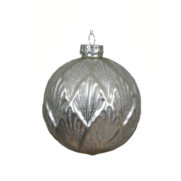 STEKLENA BUNKA DECORIS FI 10 CM, RDEČA/SREBRNA VZOREC, SORTIRANO