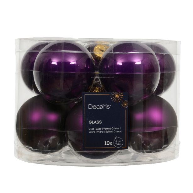 STEKLENA BUNKA DECORIS FI 6 CM, LILA, 10/1 SIJOČA/MAT