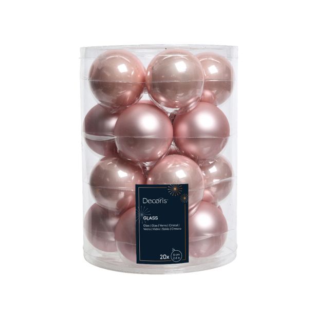 STEKLENA BUNKA DECORIS FI 6 CM ROZA 20/1