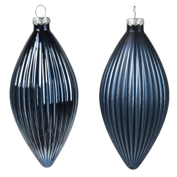 STEKLENA BUNKA DECORIS FI 6X13 CM, TEMNO MODRA VZOREC, 3/1