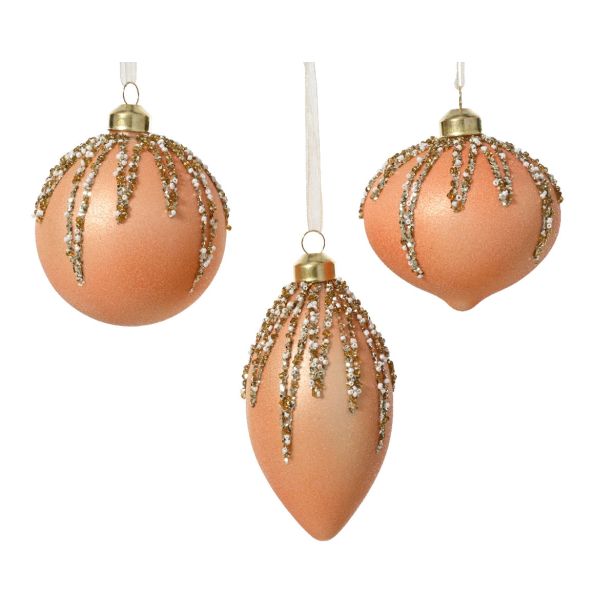 STEKLENA BUNKA DECORIS FI 8 CM, BAR. BRESKVE VZOREC, SORTIRANO