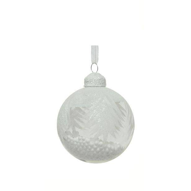 STEKLENA BUNKA DECORIS FI 8 CM, BELA VZOREC, SORTIRANO