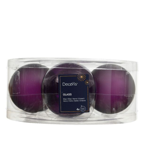 STEKLENA BUNKA DECORIS FI 8 CM, LILA 4/1 SIJOČA/MAT